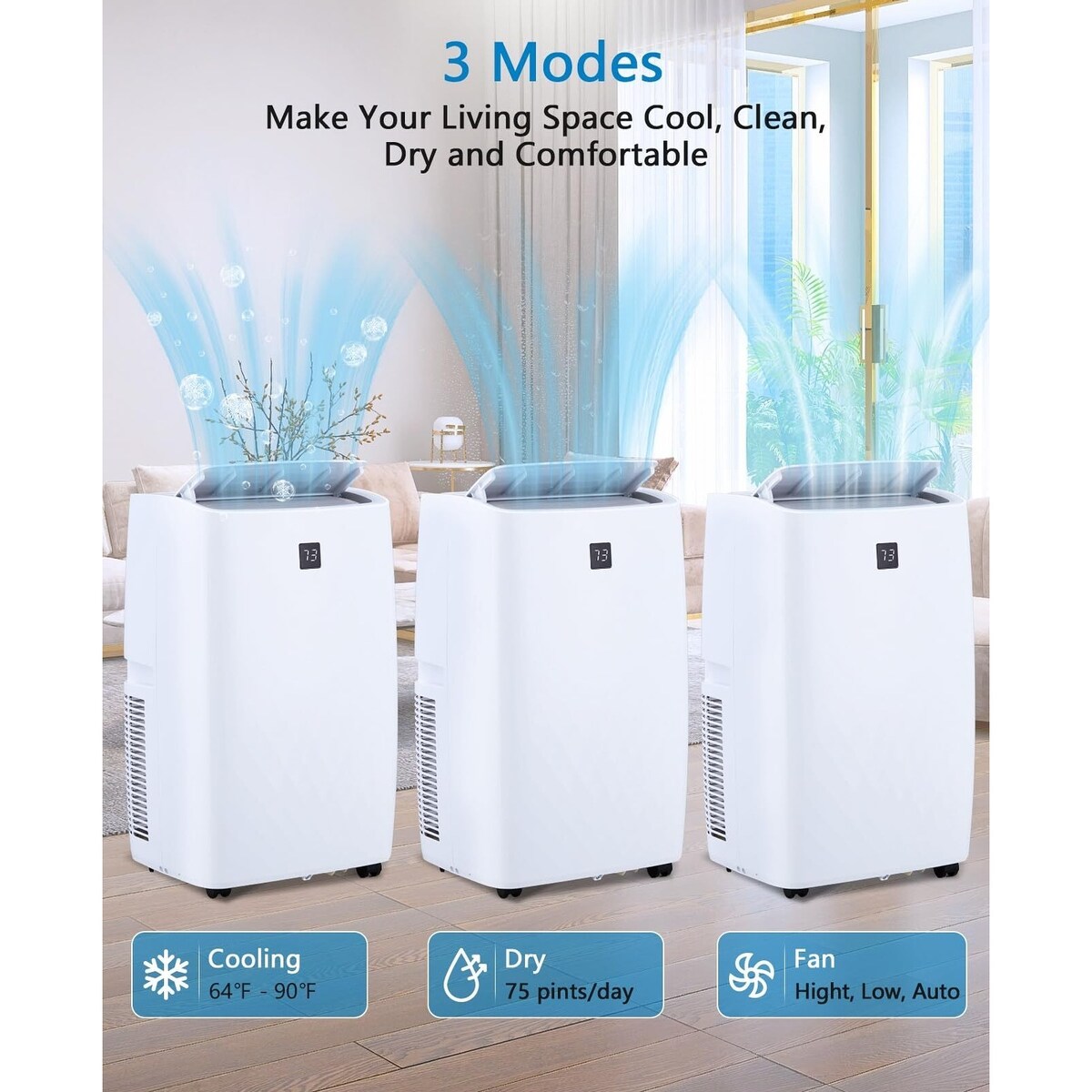 Portable Air Conditioner - 12000 BTU, Cools Up To 350 sq. ft, 4-in-1 with Window Kit