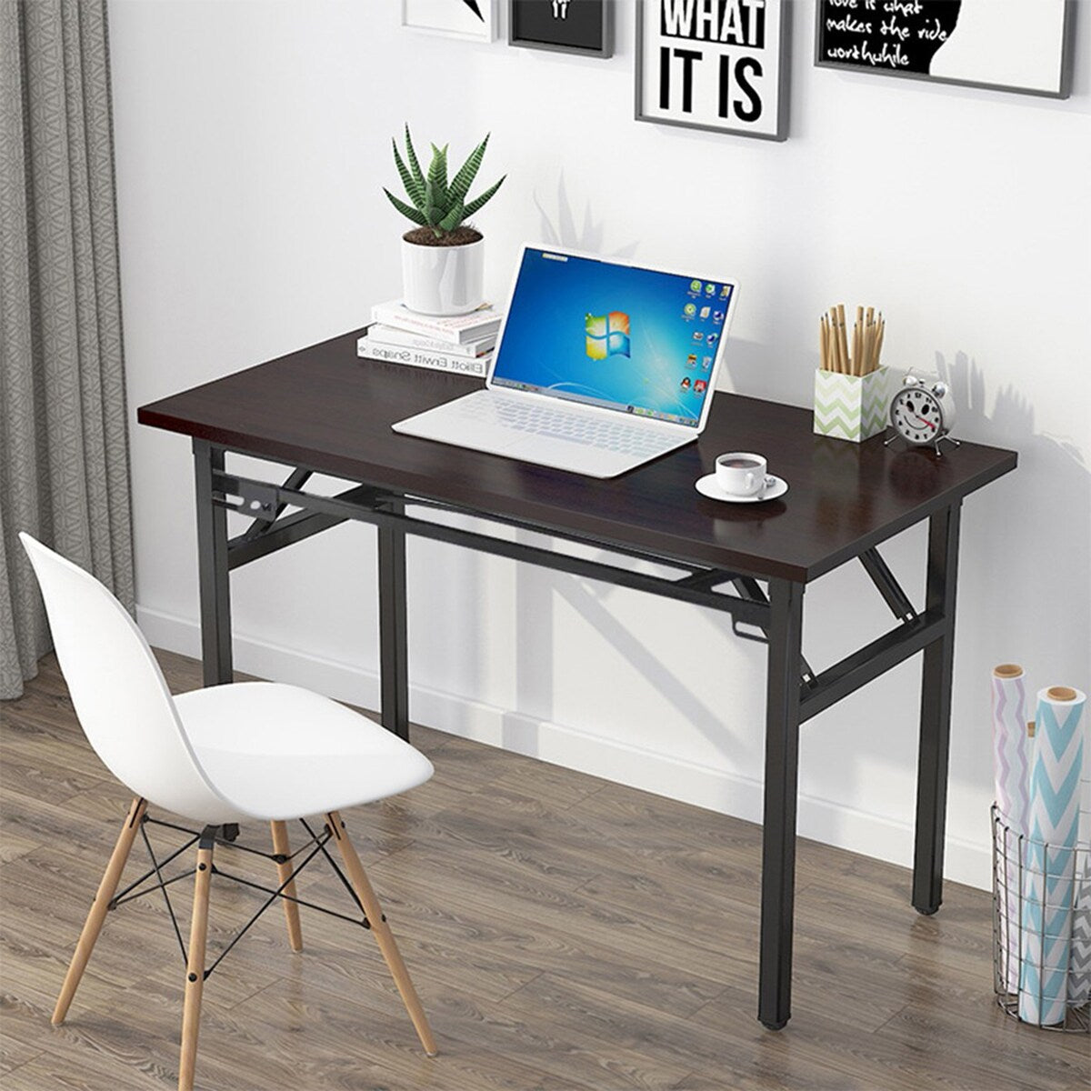 Portable Dining Picnic Coffee Table Folding Computer Desk Modern Writing Table For Home Office Study 47 Inch Long