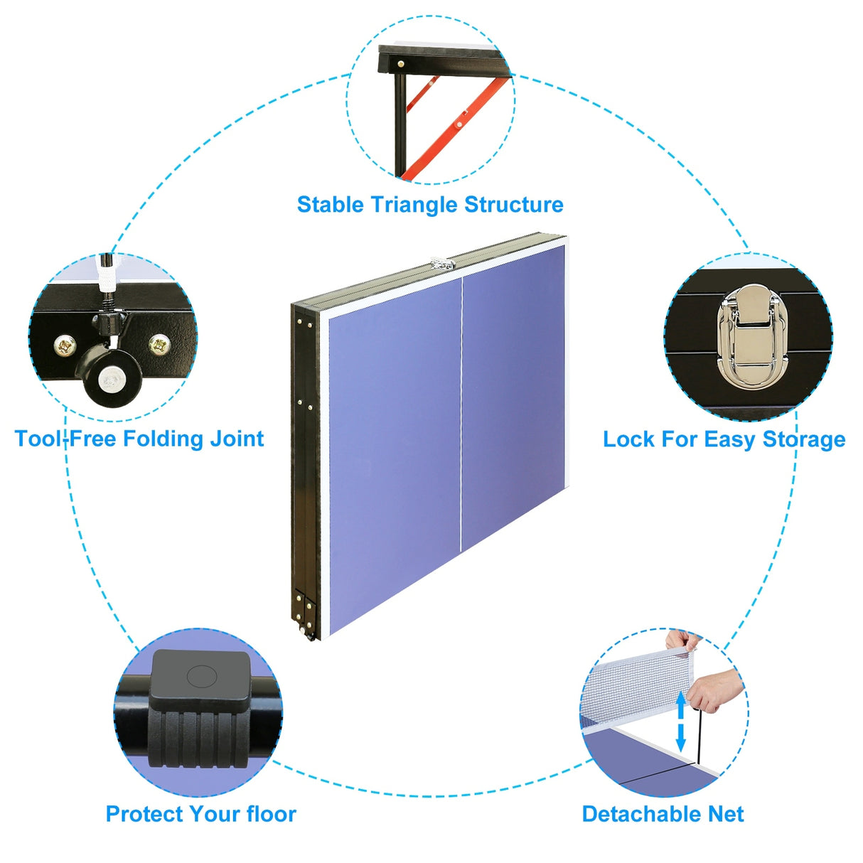 Portable Foldable Table Tennis Set with MDF Board, Net & 2 Paddles for Indoor/Outdoor Games