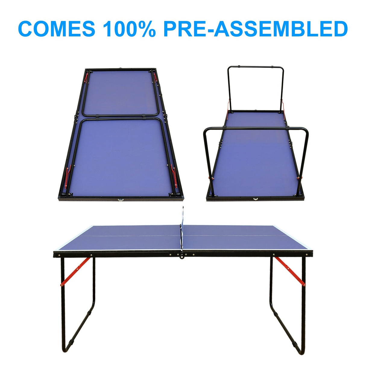 Portable Foldable Table Tennis Set with MDF Board, Net & 2 Paddles for Indoor/Outdoor Games