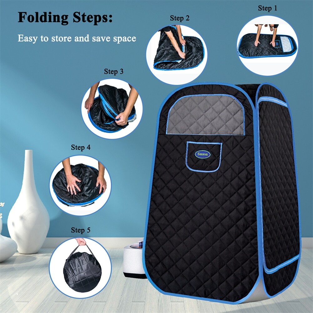 Portable Folding Full Size Steam Sauna with 1000W&2.2L Steam Generator