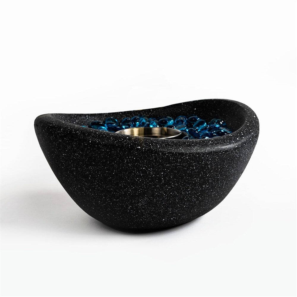 Portable Outdoor Table Top Fire Pit with Blue Glass Beads - N/A