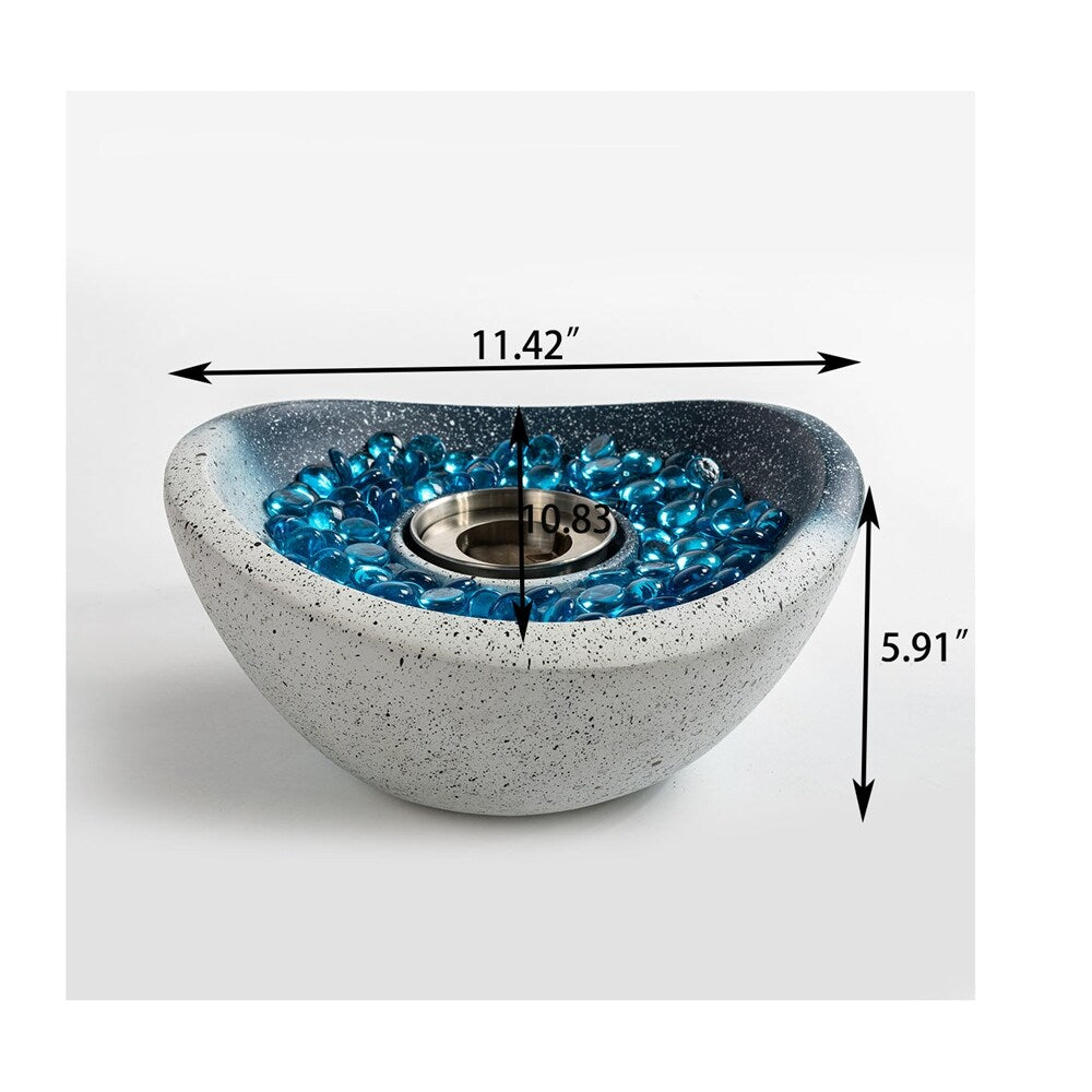 Portable Outdoor Table Top Fire Pit with Blue Glass Beads - N/A