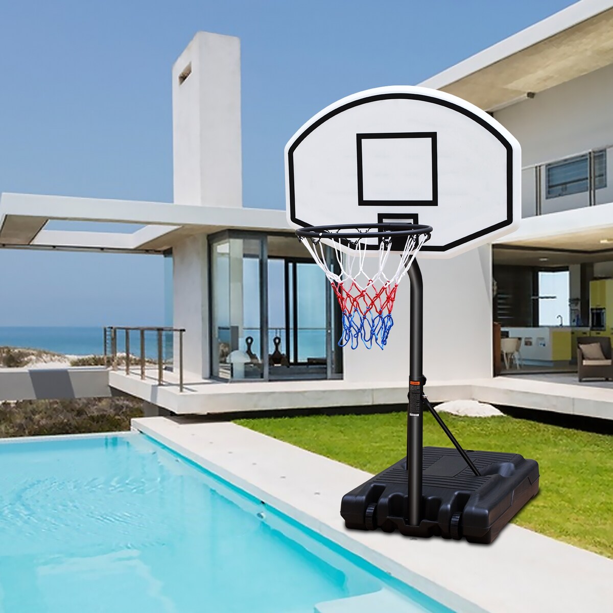 Portable Poolside Basketball Hoop,Height Adjustable 3.1ft-4.7ft