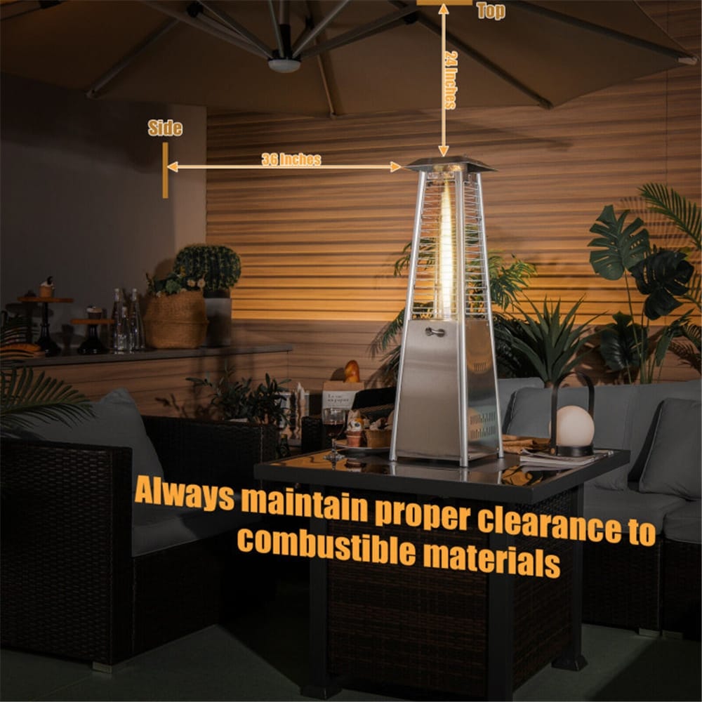 Portable Tabletop Pyramid Patio Heater with Glass Tube