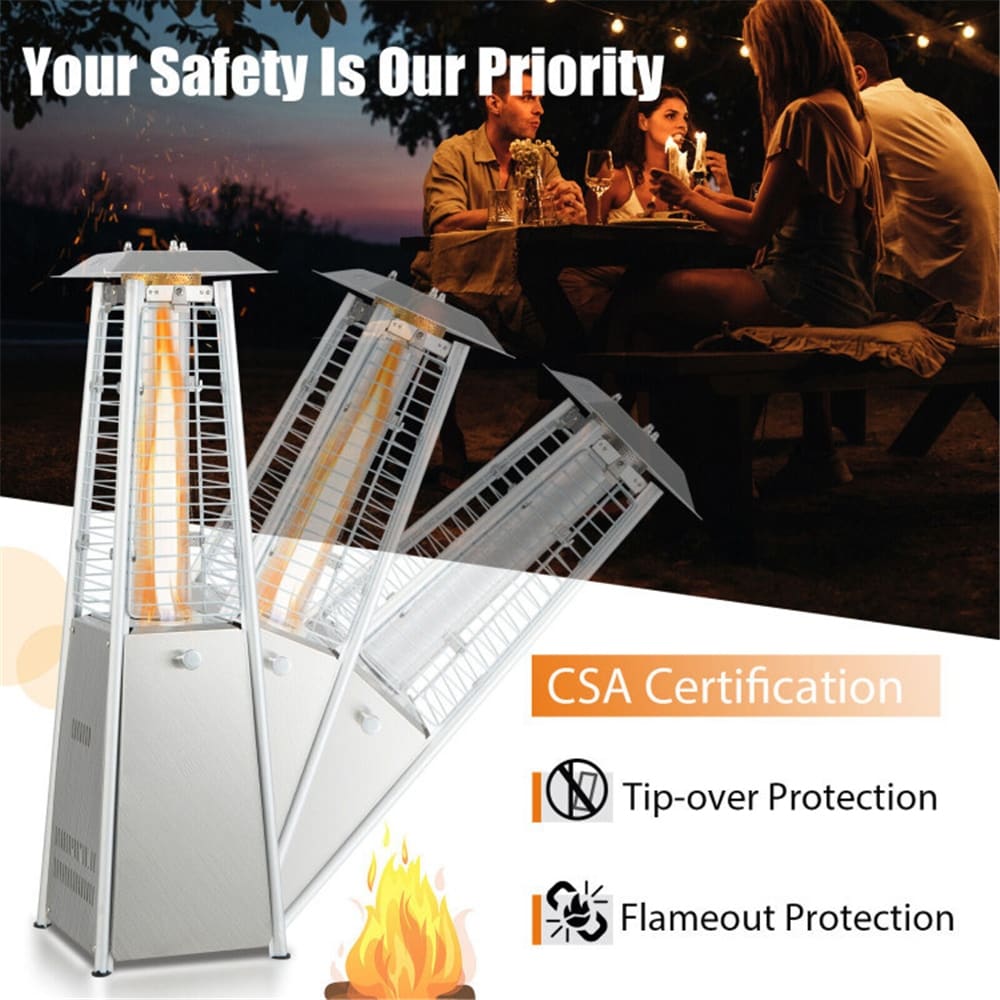 Portable Tabletop Pyramid Patio Heater with Glass Tube
