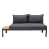 Portals Outdoor Sofa with Natural Teak Wood Accent and Grey Cushions