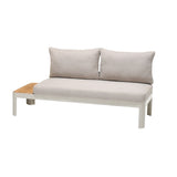 Portals Outdoor Sofa with Natural Teak Wood Accent and Grey Cushions