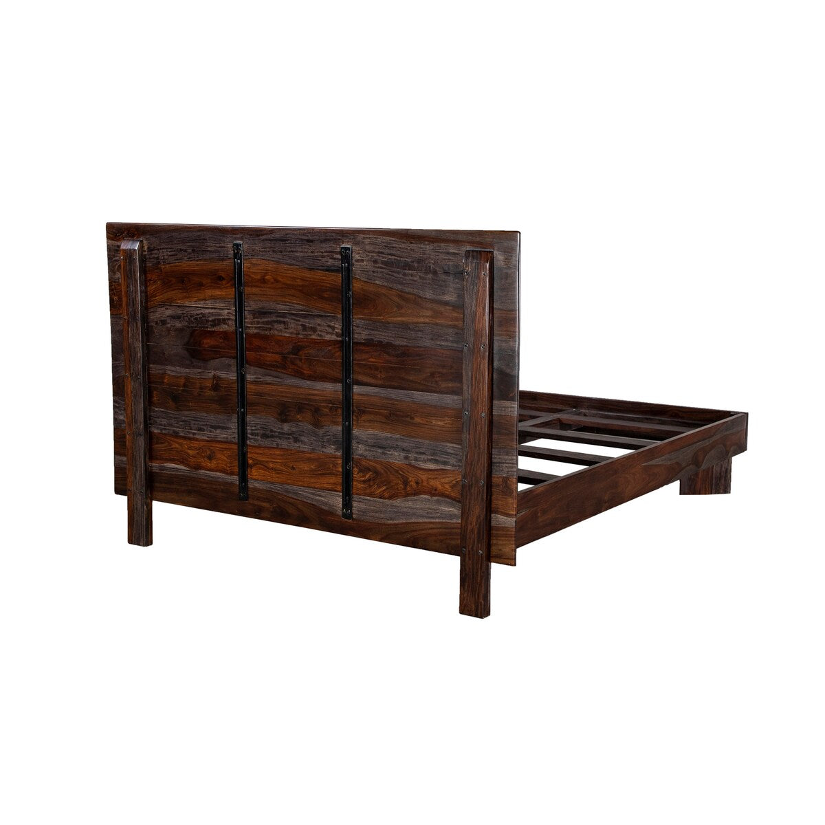Porter Designs Cambria Transitional Solid Sheesham Wood Queen Bed, Gray
