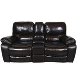 Porter Ramsey Black Cherry Top Grain Leather Power Reclining Loveseat with Center Console