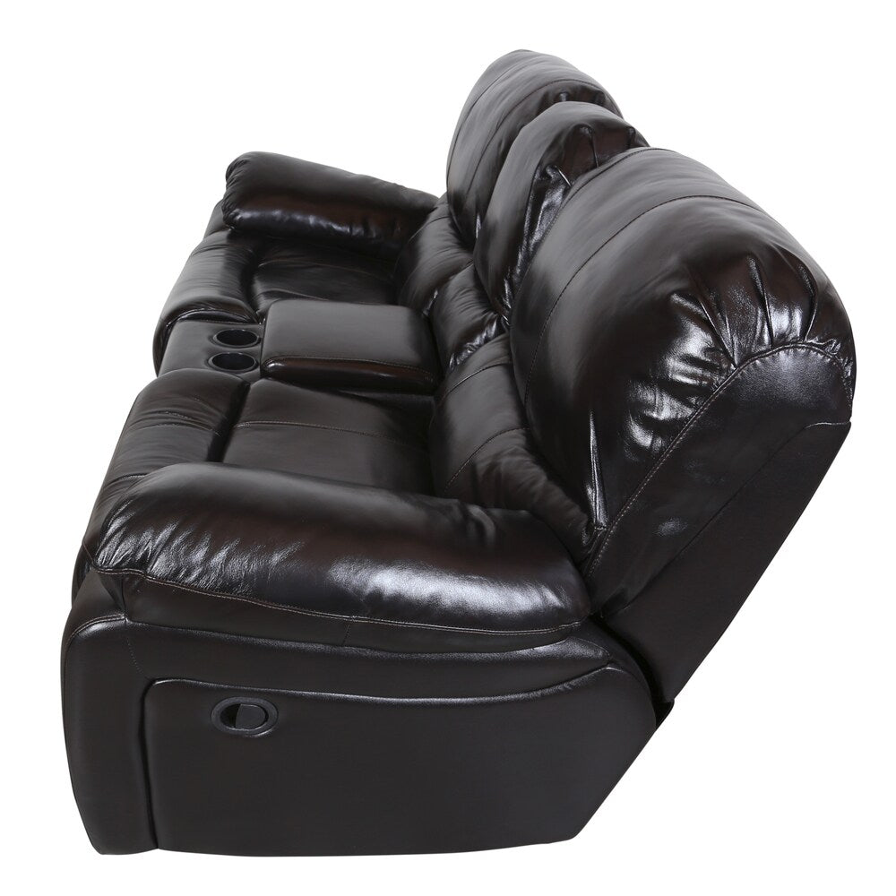 Porter Ramsey Black Cherry Top Grain Leather Power Reclining Loveseat with Center Console