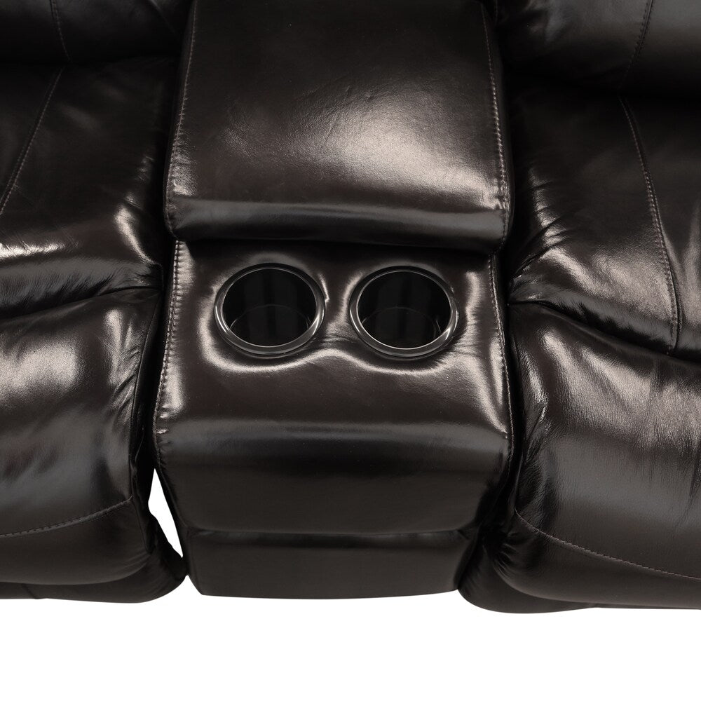 Porter Ramsey Black Cherry Top Grain Leather Power Reclining Loveseat with Center Console