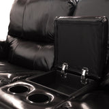 Porter Ramsey Black Cherry Top Grain Leather Power Reclining Loveseat with Center Console