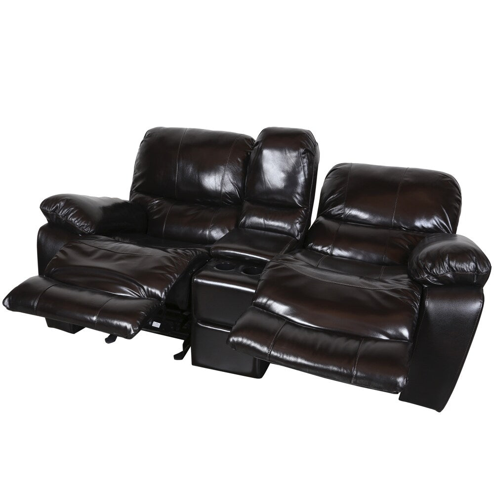 Porter Ramsey Black Cherry Top Grain Leather Power Reclining Loveseat with Center Console