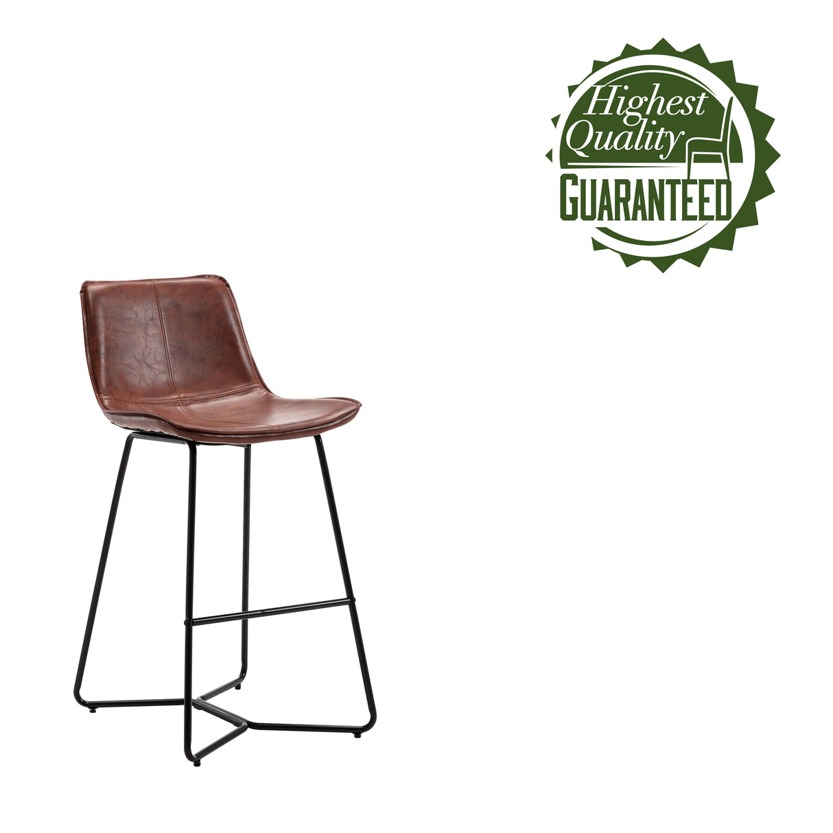 Porthos Home Avri Counter & Bar Stools Set of 2, PU Leather, Cross Sled Legs