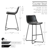 Porthos Home Avri Counter & Bar Stools Set of 2, PU Leather, Cross Sled Legs