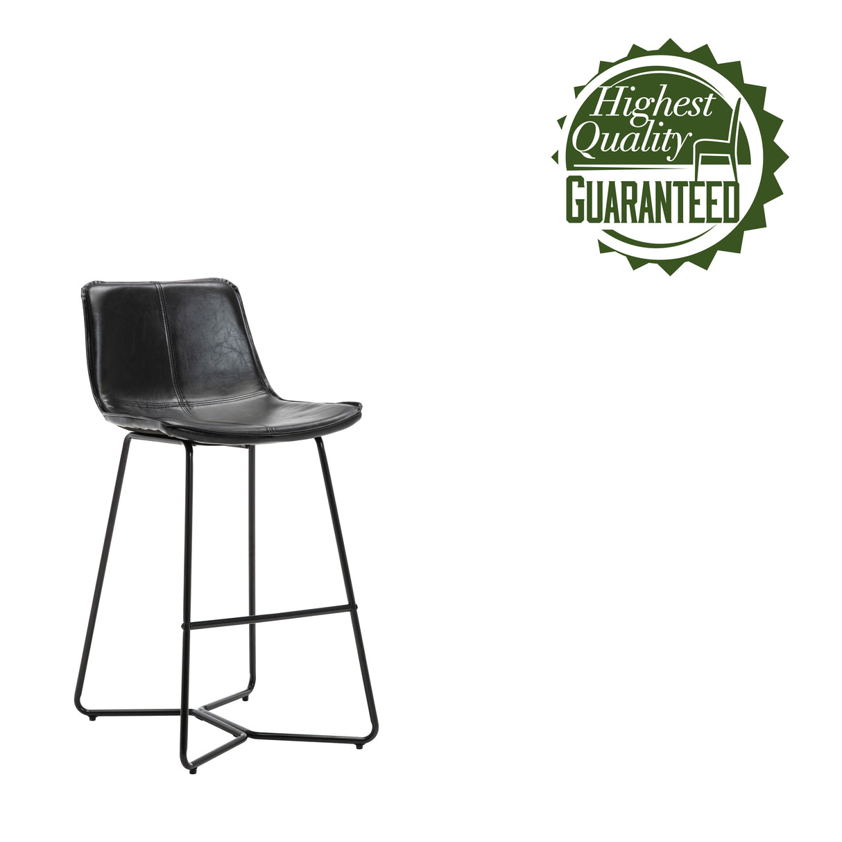 Porthos Home Avri Counter & Bar Stools Set of 2, PU Leather, Cross Sled Legs