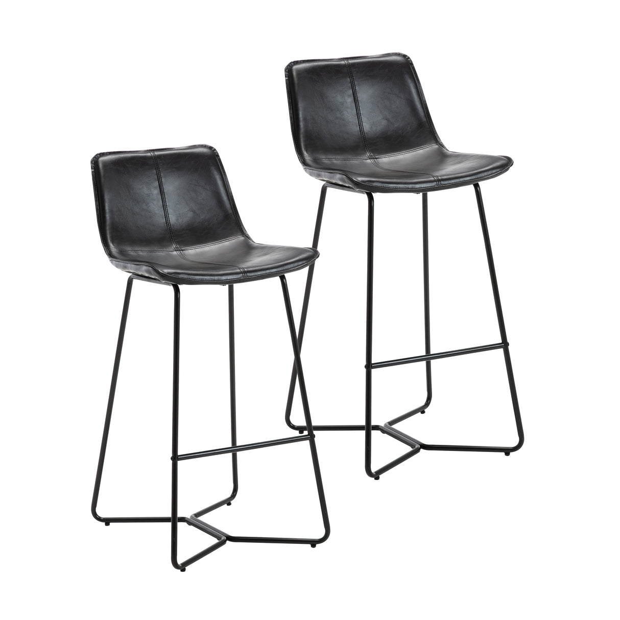 Porthos Home Avri Counter & Bar Stools Set of 2, PU Leather, Cross Sled Legs