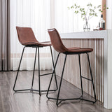 Porthos Home Avri Counter & Bar Stools Set of 2, PU Leather, Cross Sled Legs