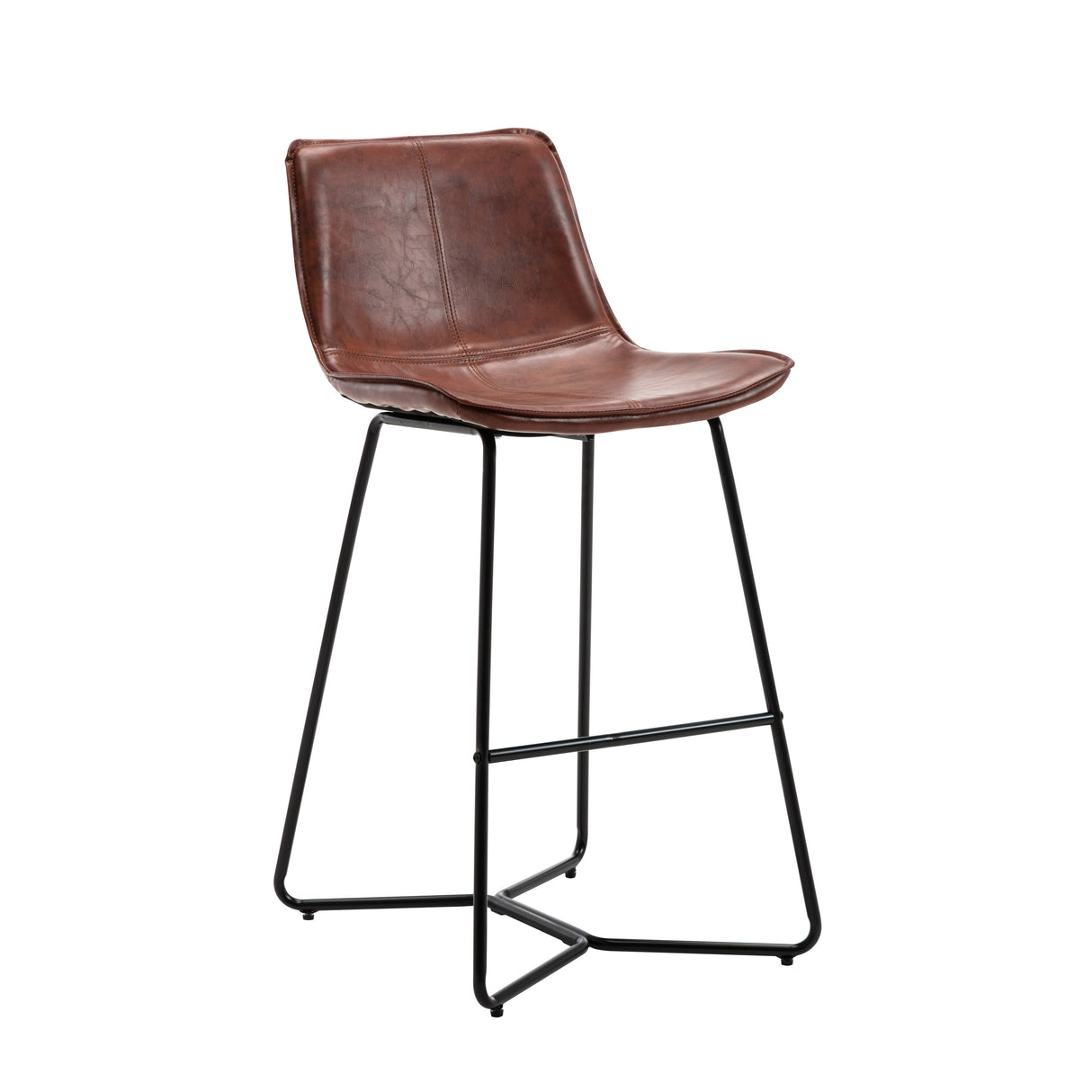 Porthos Home Avri Counter & Bar Stools Set of 2, PU Leather, Cross Sled Legs