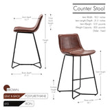 Porthos Home Avri Counter & Bar Stools Set of 2, PU Leather, Cross Sled Legs
