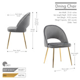 Porthos Home Batia Dining Chair, Velvet Upholstery, Gold Metal Legs