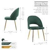 Porthos Home Batia Dining Chair, Velvet Upholstery, Gold Metal Legs