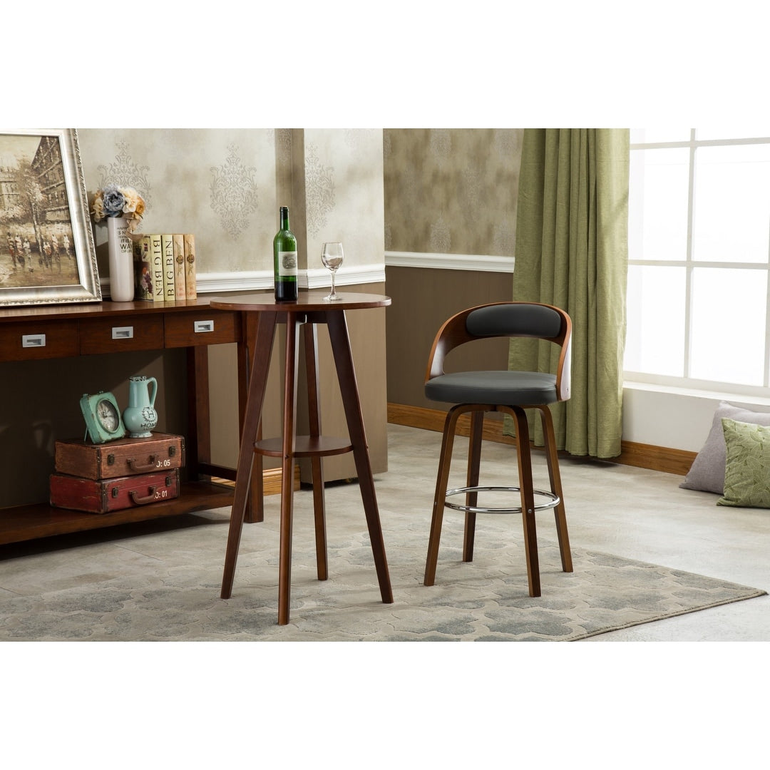 Porthos Home Charlotte Swivel Bar Stool, PU Upholstery, Wooden Legs