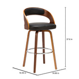 Porthos Home Charlotte Swivel Bar Stool, PU Upholstery, Wooden Legs