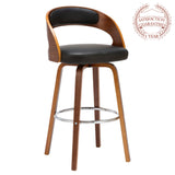 Porthos Home Charlotte Swivel Bar Stool, PU Upholstery, Wooden Legs