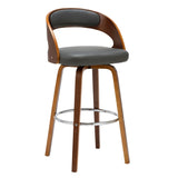 Porthos Home Charlotte Swivel Bar Stool, PU Upholstery, Wooden Legs