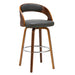 Porthos Home Charlotte Swivel Bar Stool, PU Upholstery, Wooden Legs
