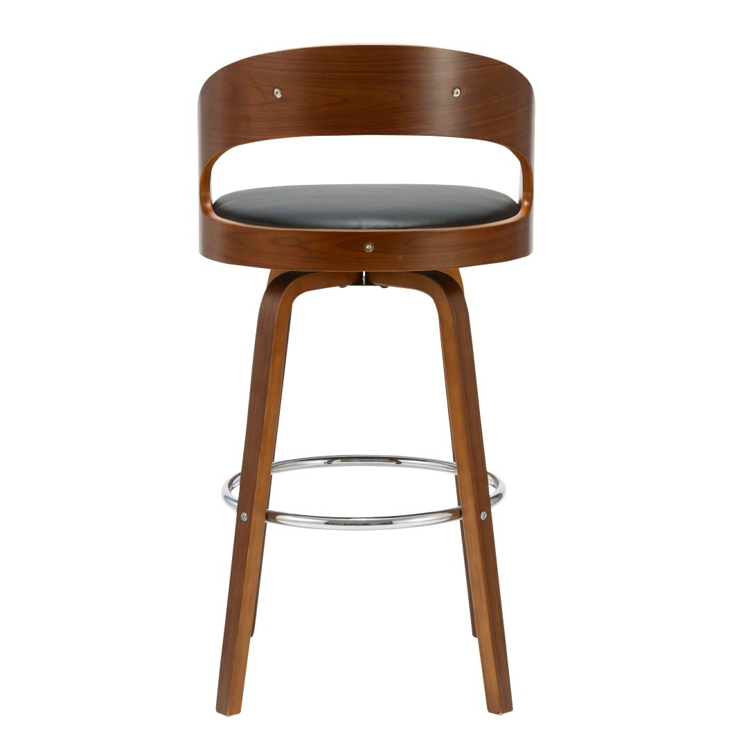 Porthos Home Charlotte Swivel Bar Stool, PU Upholstery, Wooden Legs