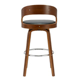 Porthos Home Charlotte Swivel Bar Stool, PU Upholstery, Wooden Legs