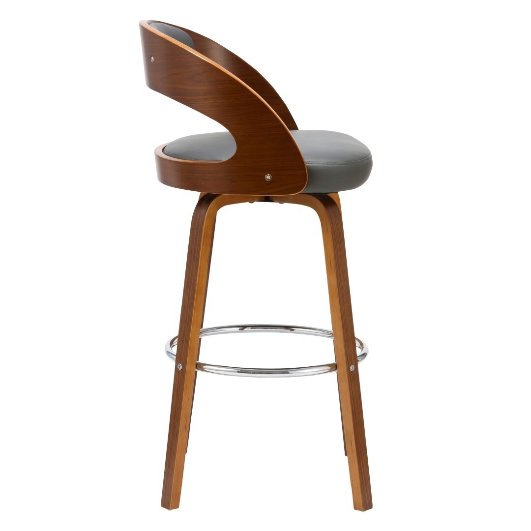 Porthos Home Charlotte Swivel Bar Stool, PU Upholstery, Wooden Legs