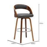 Porthos Home Charlotte Swivel Bar Stool, PU Upholstery, Wooden Legs