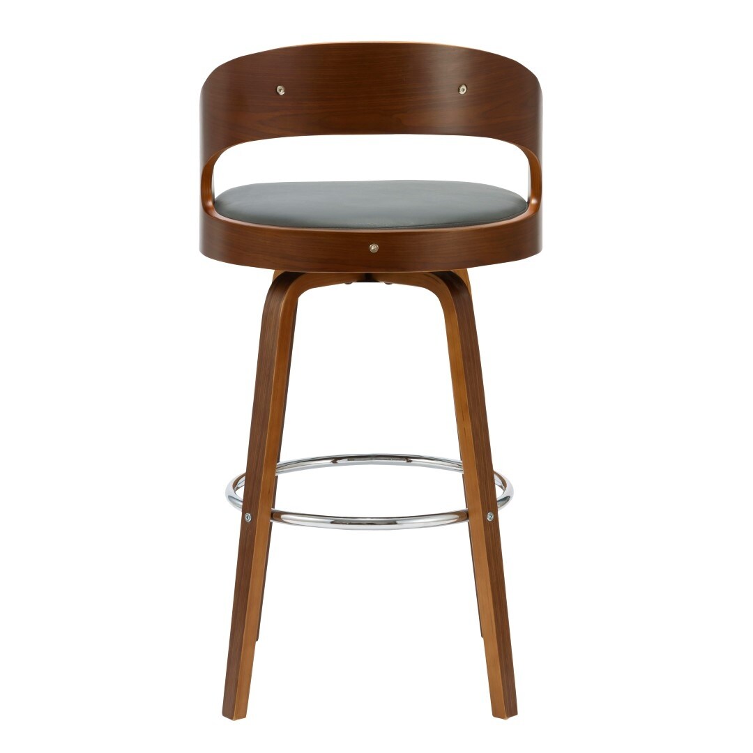Porthos Home Charlotte Swivel Bar Stool, PU Upholstery, Wooden Legs