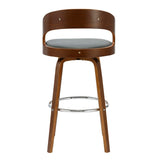 Porthos Home Charlotte Swivel Bar Stool, PU Upholstery, Wooden Legs