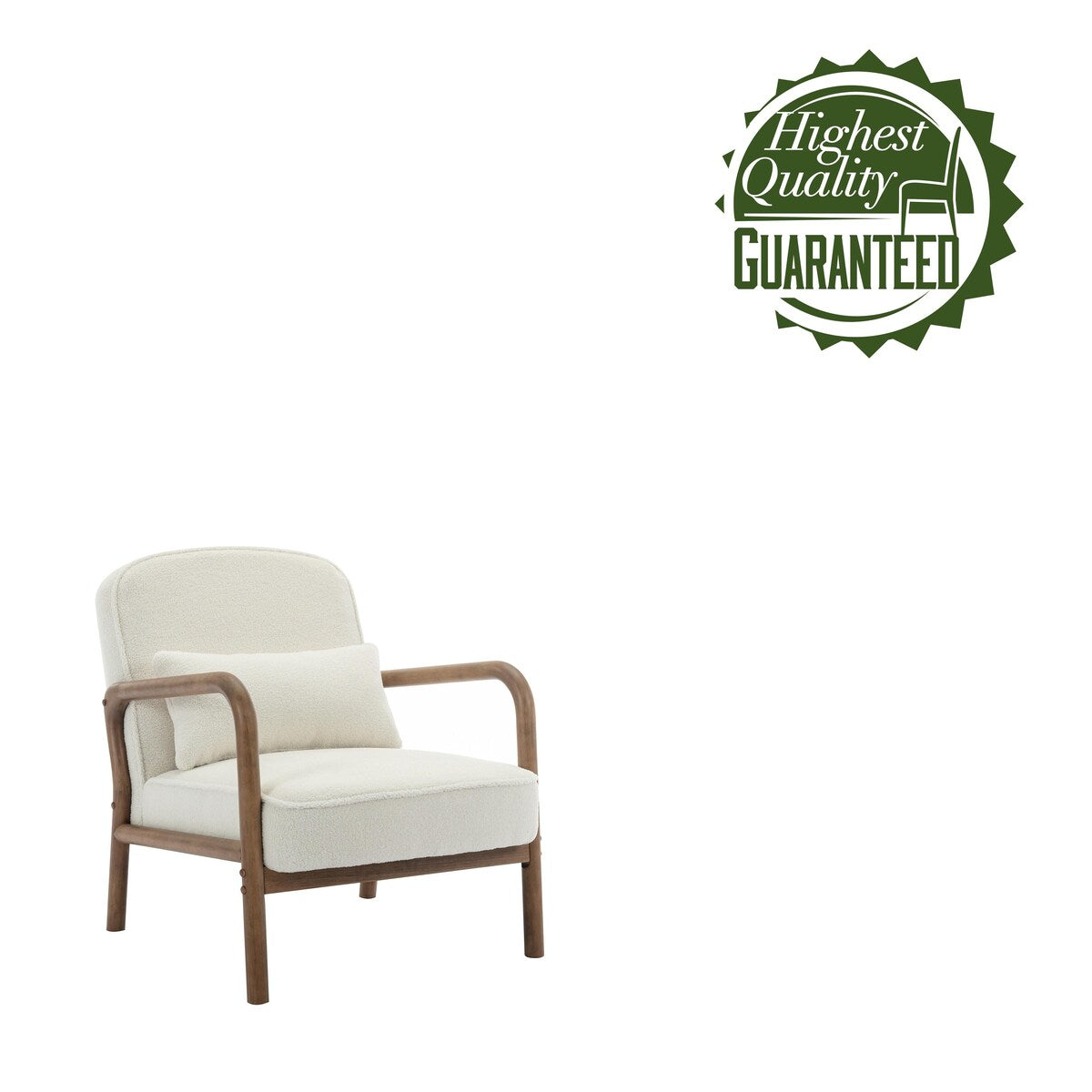 Porthos Home Keats Sherpa Fabric Accent Chair with Rubberwood Legs and Toss Pillow