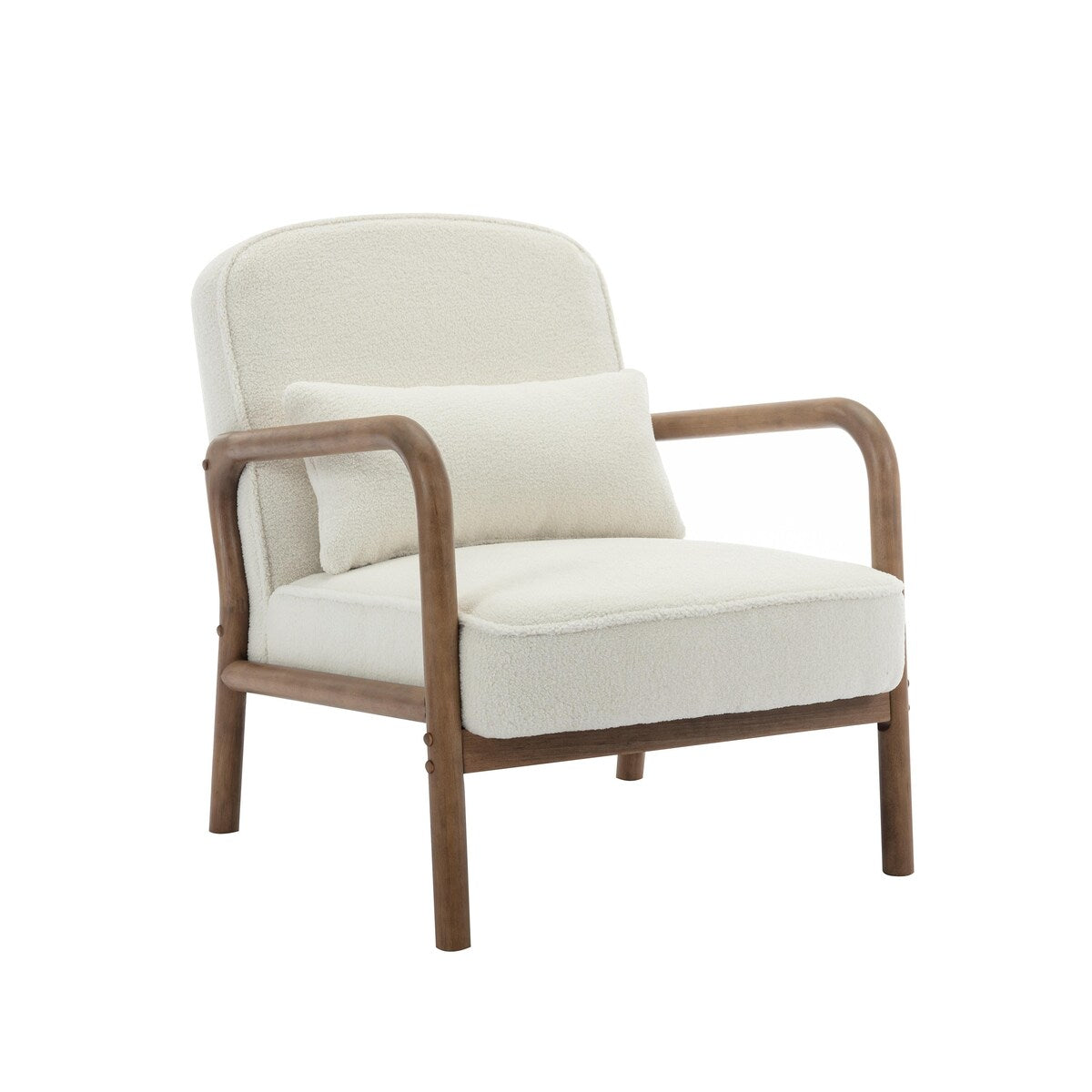 Porthos Home Keats Sherpa Fabric Accent Chair with Rubberwood Legs and Toss Pillow