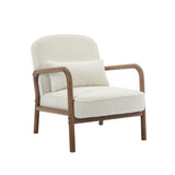 Porthos Home Keats Sherpa Fabric Accent Chair with Rubberwood Legs and Toss Pillow