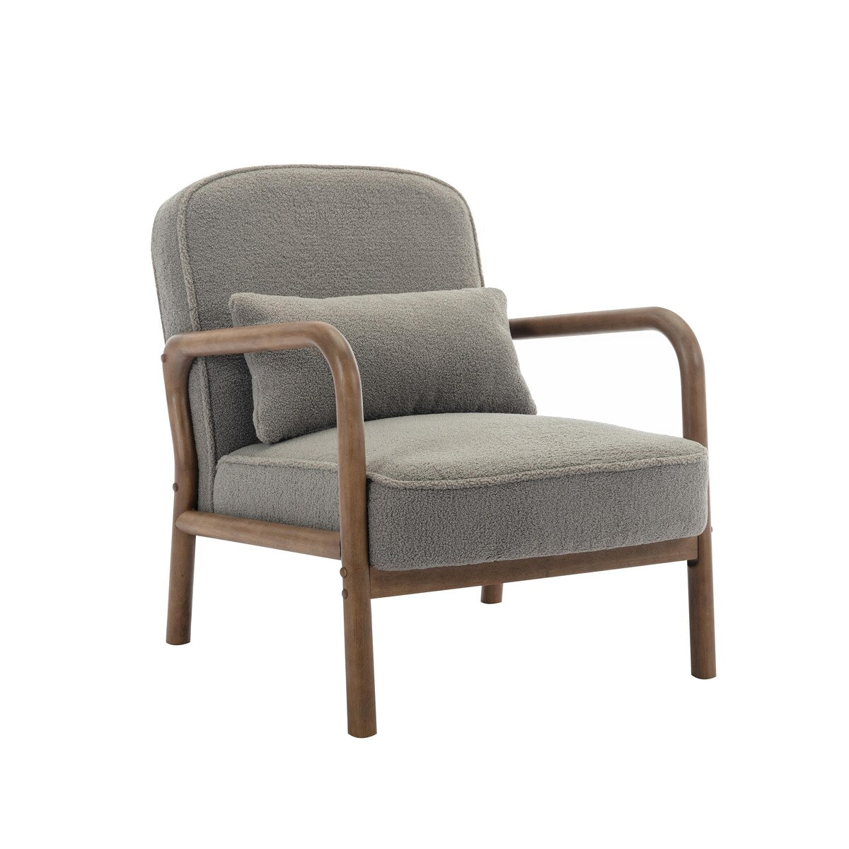 Porthos Home Keats Sherpa Fabric Accent Chair with Rubberwood Legs and Toss Pillow