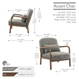 Porthos Home Keats Sherpa Fabric Accent Chair with Rubberwood Legs and Toss Pillow