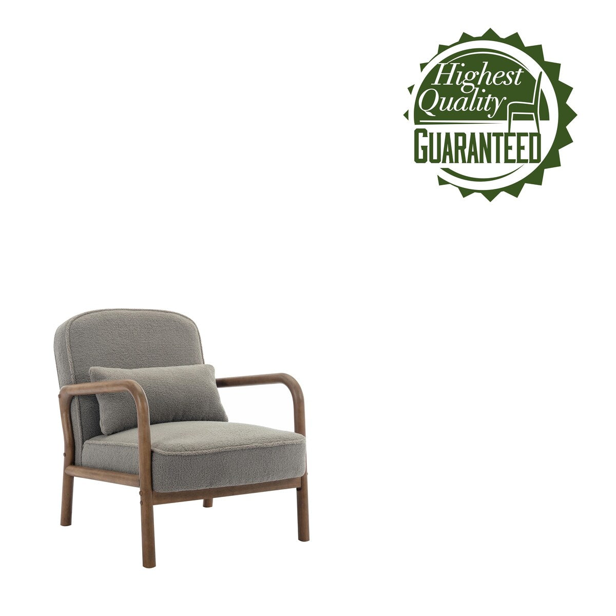 Porthos Home Keats Sherpa Fabric Accent Chair with Rubberwood Legs and Toss Pillow