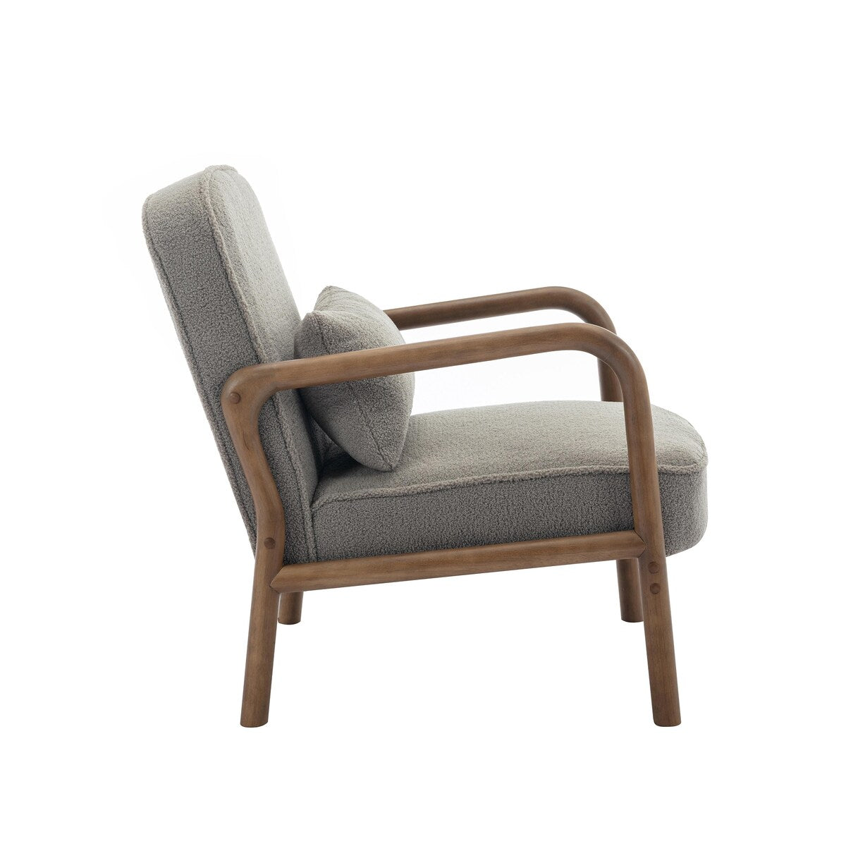 Porthos Home Keats Sherpa Fabric Accent Chair with Rubberwood Legs and Toss Pillow