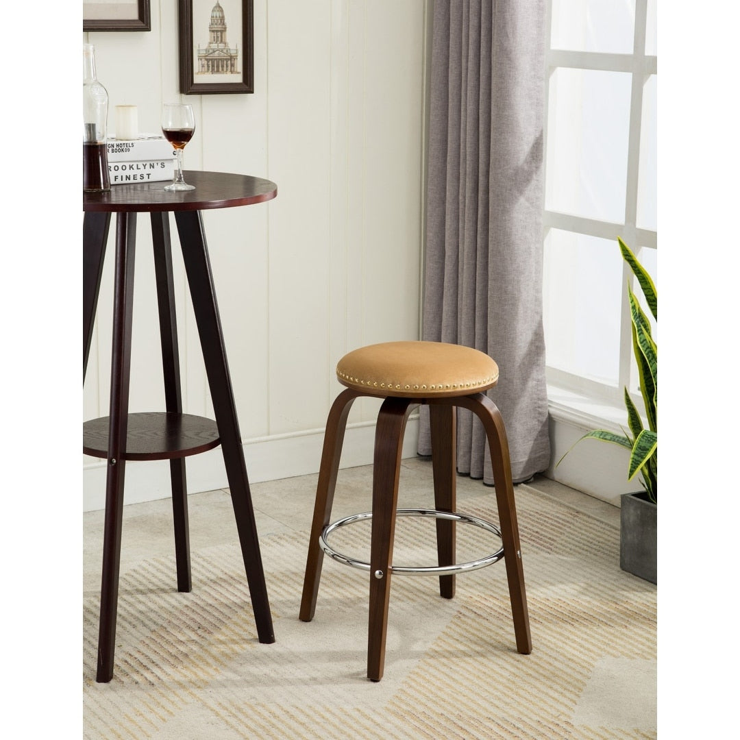 Porthos Home Rocco Suede Fabric Upholstered Swivel Counter Stools with Beechwood Legs, Set of 2