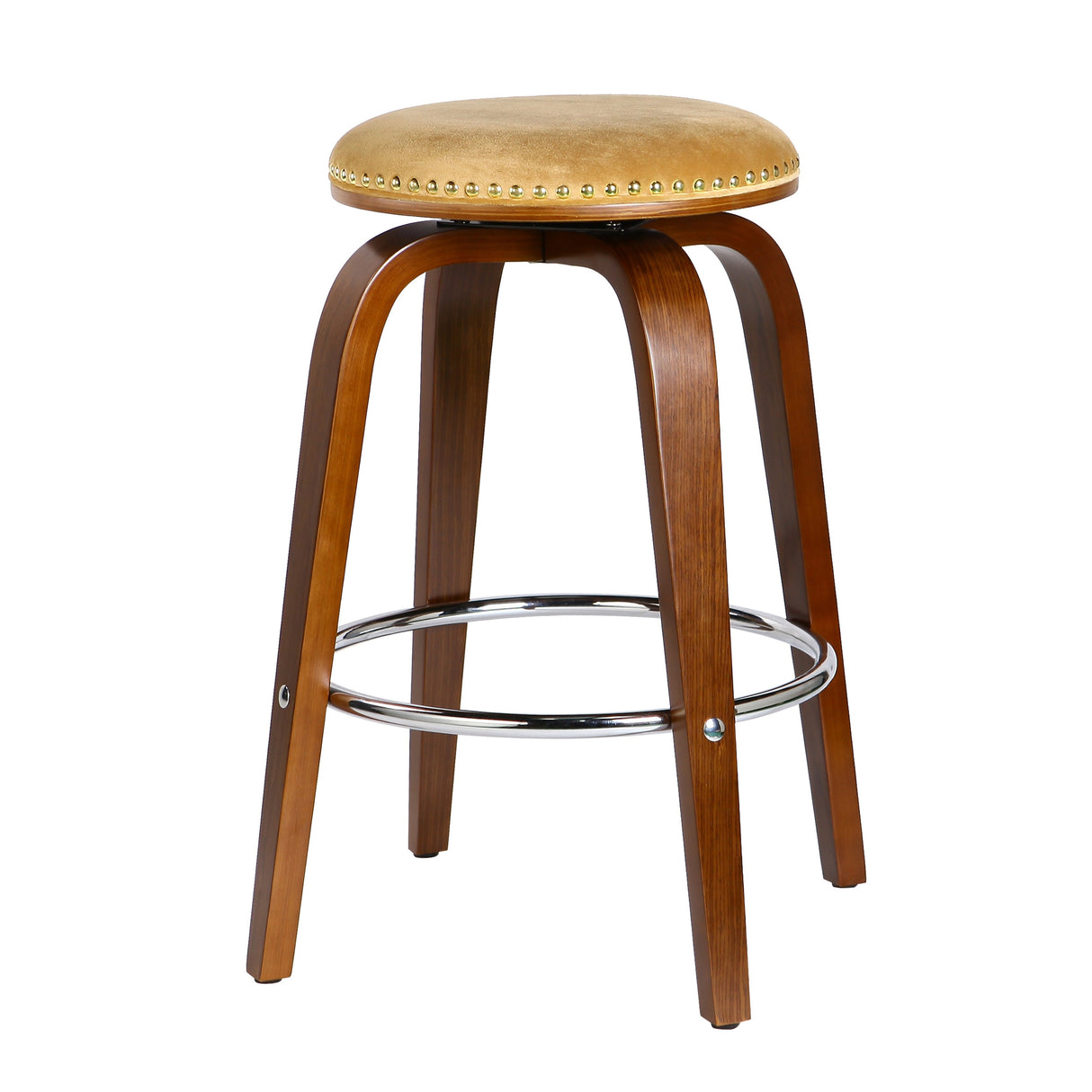 Porthos Home Rocco Suede Fabric Upholstered Swivel Counter Stools with Beechwood Legs, Set of 2