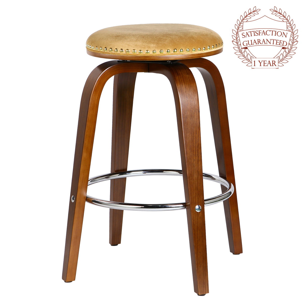 Porthos Home Rocco Suede Fabric Upholstered Swivel Counter Stools with Beechwood Legs, Set of 2