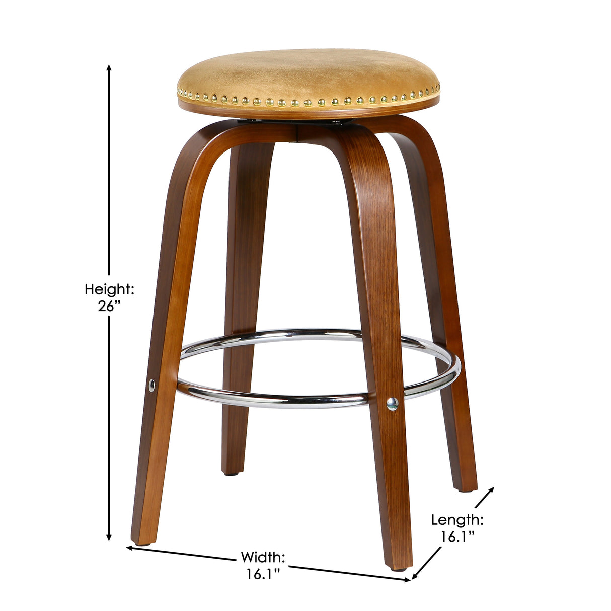 Porthos Home Rocco Suede Fabric Upholstered Swivel Counter Stools with Beechwood Legs, Set of 2