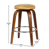 Porthos Home Rocco Suede Fabric Upholstered Swivel Counter Stools with Beechwood Legs, Set of 2
